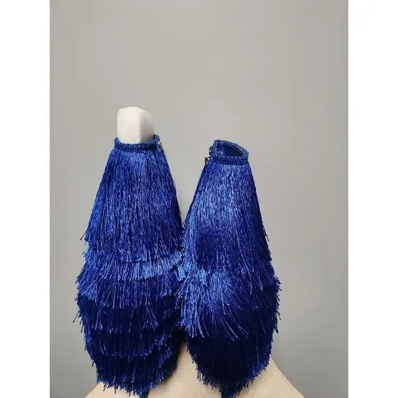 NWOT Mambo Fringe Heels in Blue 11 - Picture 3 of 6